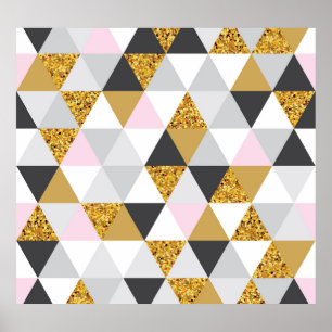 Poster Dourado mármore, textura geométrica perfeita