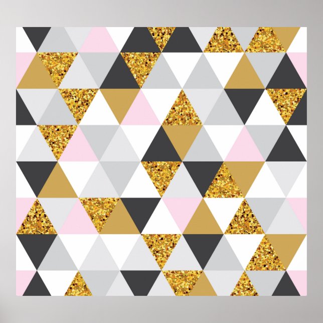 Poster Dourado mármore, textura geométrica perfeita (Frente)