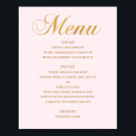 Poster Dourado menu de janto de casamento. Simples elegan<br><div class="desc">Cardápio de casamento elegante e cor-de-rosa. Poster impressa não contém folha de alumínio real nem faíscas. Adequado para aniversário,  aniversário e qualquer outra festa. Entre em contato comigo,  por favor,  se precisar de itens adicionais.</div>