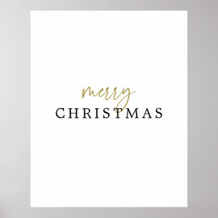 Poster Dourado Natal Moderno Preto e Branco