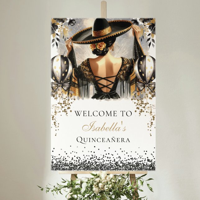 Poster Dourado negro Quinceañera (Criador carregado)
