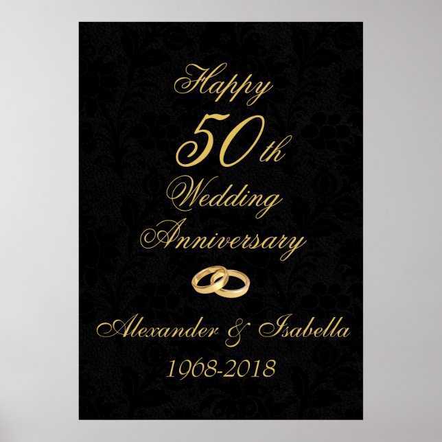 Poster Dourado no 50º Aniversário do Casamento Negro (Frente)