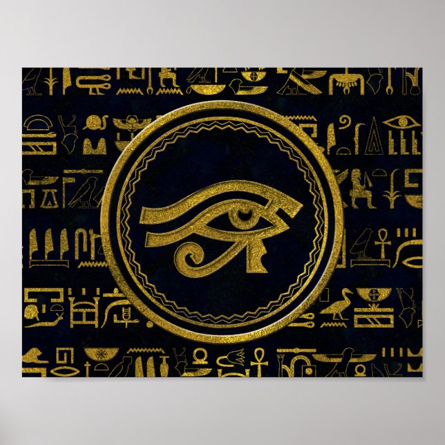 Poster Dourado olho egípcio de Horus - jato de Wadjet (Frente)