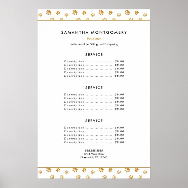 Poster Dourado Paw Imprime Serviços Profissionais De Sepa (Frente)