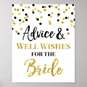 Poster Dourado Preto Confetti Advice para o Sinal de Noiv
