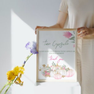 Poster Dourado Pumpkin Branco Pequeno Horário do Bebê Cáp