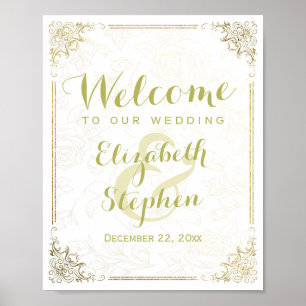 Poster Dourado Quadro Floral - Sinal de Recepção de casam