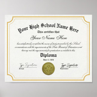 Poster Dourado quadro formando Diploma