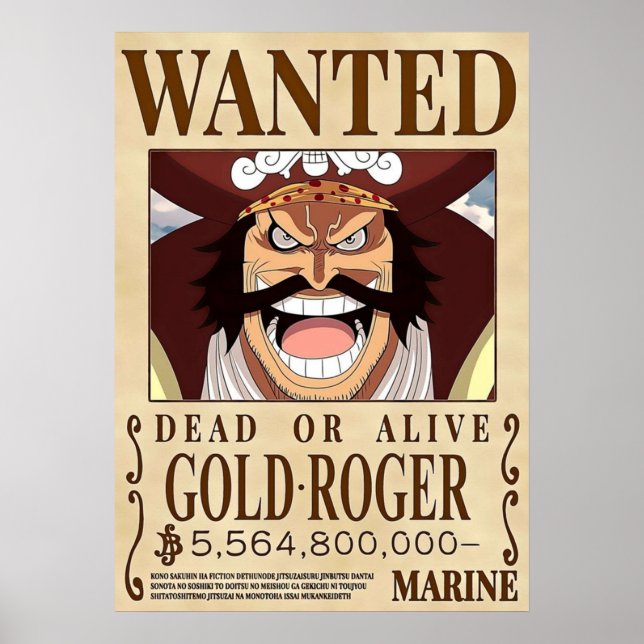 Poster DOURADO ROGER One Piece queria (Frente)