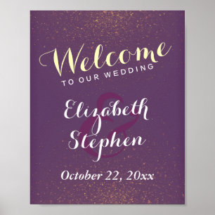 Poster Dourado Roxo e Sinal de Casamento com Sparkle Post
