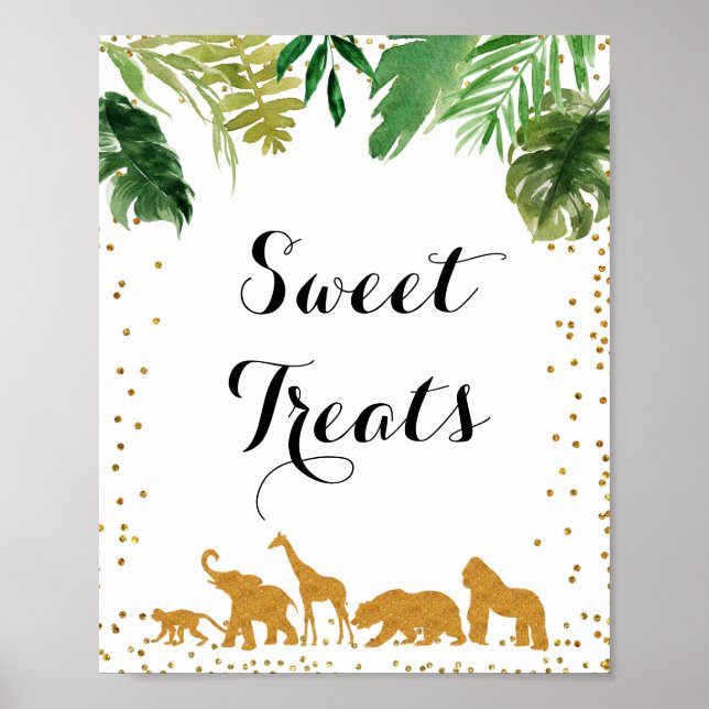 Poster Dourado safari com aquarela doce (Frente)