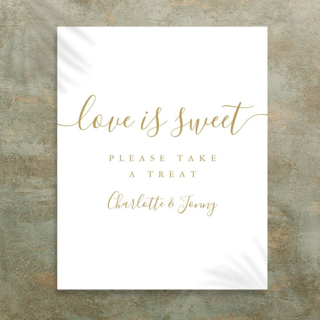 Poster Dourado Signature Script Love Is Sweet Sign (Gold Signature Script Love Is Sweet Sign)