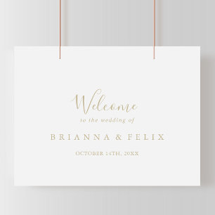 Poster Dourado sinal de boas-vindas do casamento minimali