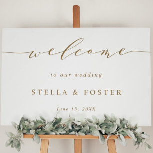 Poster Dourado Sinal de Boas-vindas Simples e Moderno