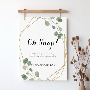 Poster Dourado sinal de casamento de caligrafia geométri