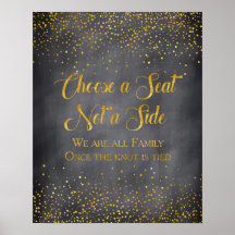 Dourado Sinal de Casamento de Confetti Chalkboard