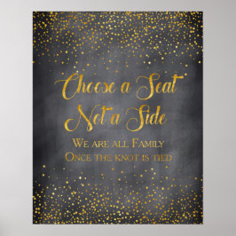 Pôster Dourado Sinal de Casamento de Confetti Chalkboard