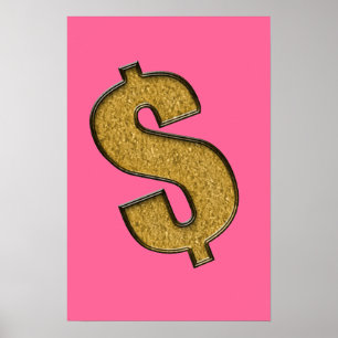 Poster Dourado sinal de dólar incrustado
