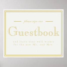 Poster Dourado Sinal de Guestbook em Deco de Arte Moderna