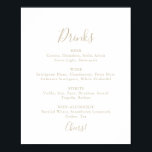 Poster Dourado Sinal de Menu de Bebidas Casamentosas Mini<br><div class="desc">Este cartaz de ouro,  simples e minimalista,  é perfeito para um casamento moderno. O design simples e elegante apresenta a tipografia clássica e de rico em ouro.</div>