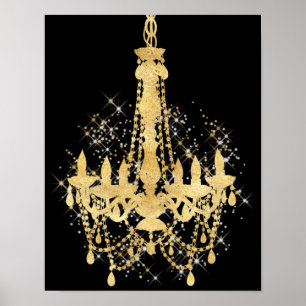 Poster Dourado Sparkle Chandelier