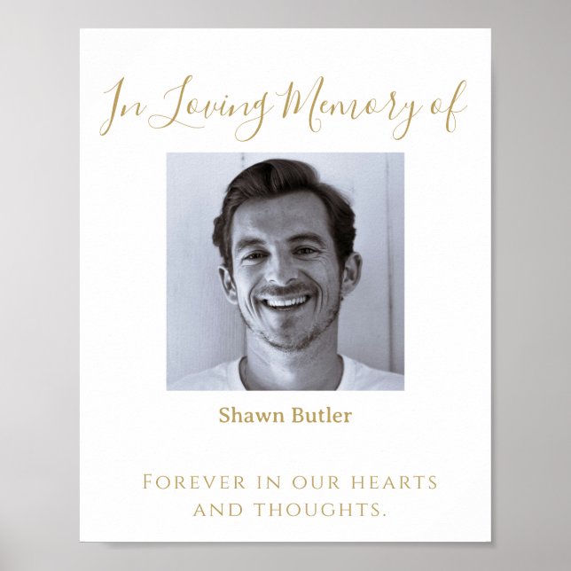 Poster Dourado texto na memória de amor, símbolo de casam (Frente)