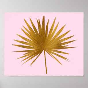Poster Dourado Tropical Sabal Palm Folm Rosa a Rosa Doura