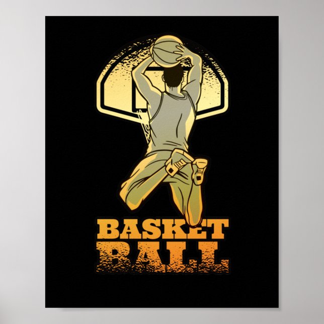 Poster Dourado W de basquete (Frente)