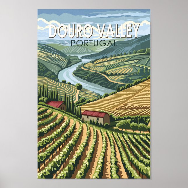 Poster Douro Valley Portugal Viagem Art Vintage (Frente)