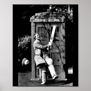 Poster Doutor Quem Peter Davison Críquete Tardis 1981 Tan