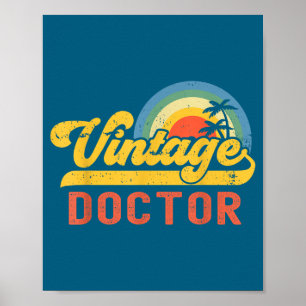 Poster Doutor Vintage Pôr do Sol Profissão Arte Retro