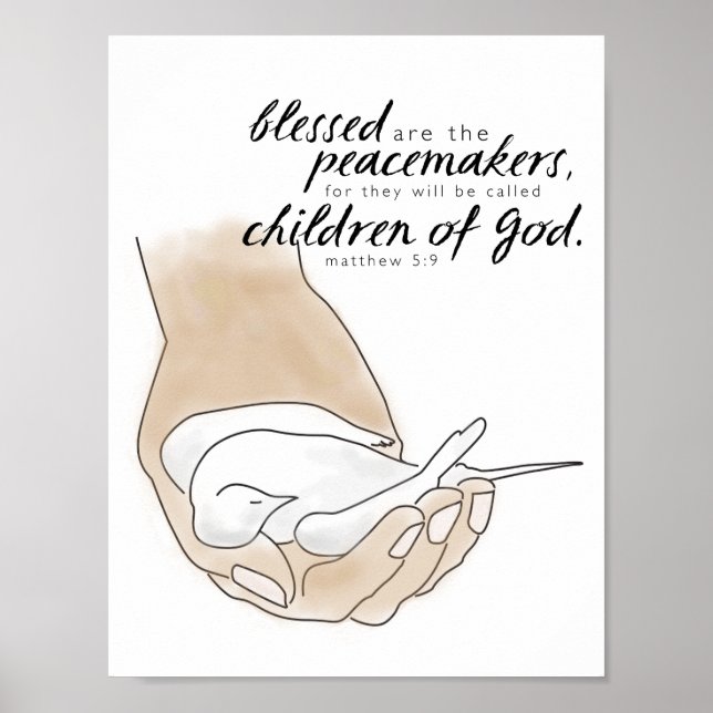 Poster Dove, abençoados são os Peacemakers, Matthew 5:9 (Frente)