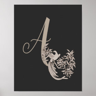 Poster Dove Elegant Monograma Inicial A
