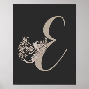 Poster Dove Elegant Monograma Inicial E