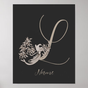 Poster Dove Elegant Monograma Inicial L Personalizado