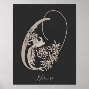 Poster Dove Elegant Monograma Inicial O Personalizado