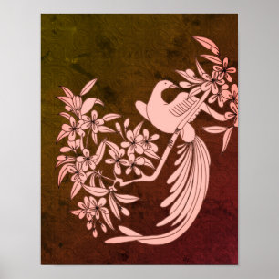 Poster Dove On Branch Bird Motif Art