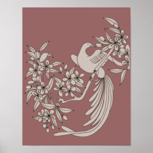 Pôster Dove On Branch Bird Motif Art