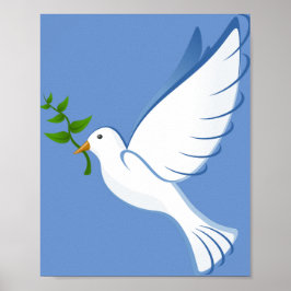 Poster dove peace flying olive branch