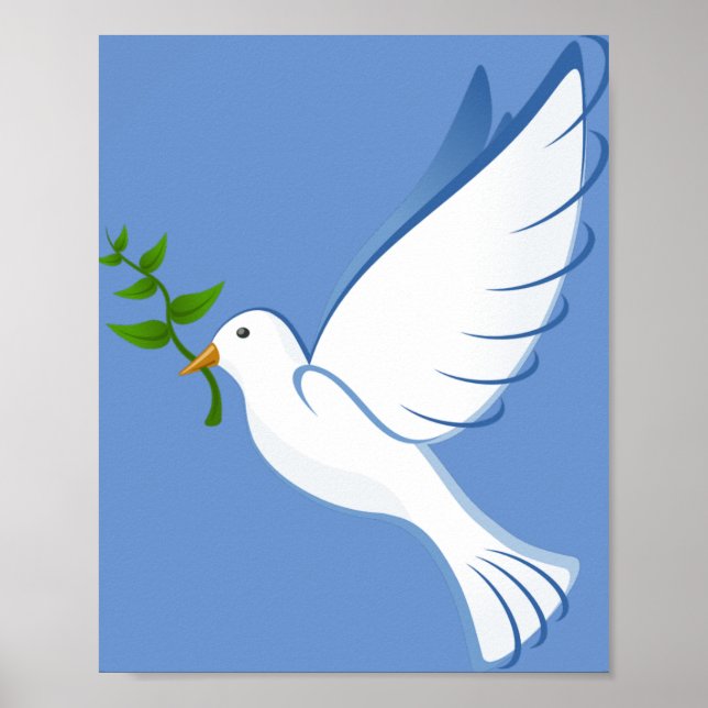Poster dove peace flying olive branch (Frente)