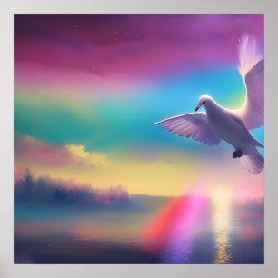 Poster Dove & Rainbow Sky