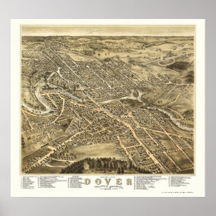 Poster Dover, Mapa Panorâmico NH - 1877
