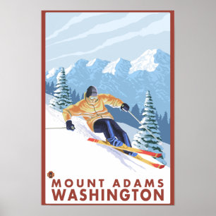 Poster Downhill Snow Skier - Monte Adams, Washington
