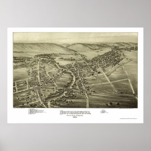 Pôster Downingtown, mapa panorâmico do PA - 1893