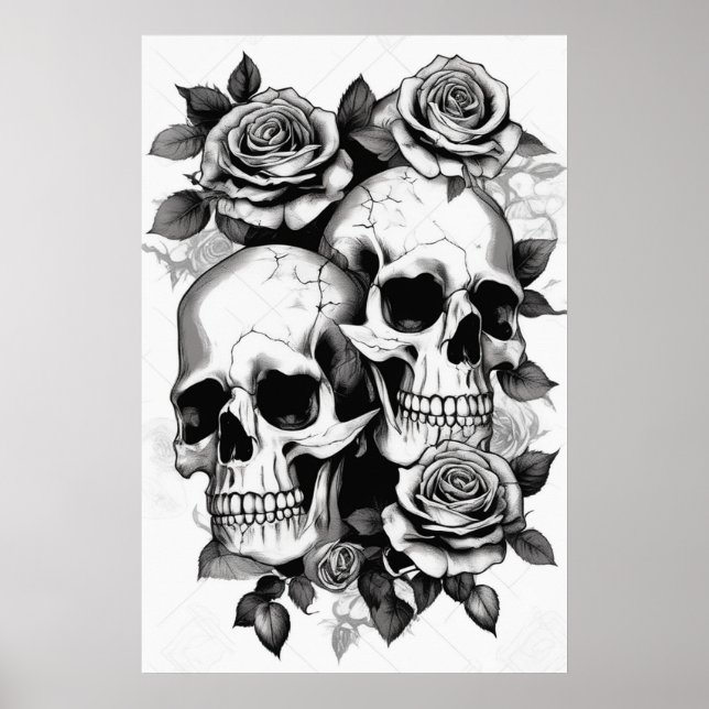 Poster Download de Arte Digital do Halloween Skulls, Pesa (Frente)