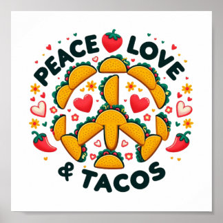 Poster Download Digital de Paz, Amor e Tacos - Perfeito