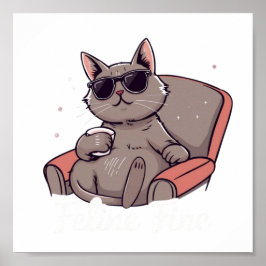 Poster Download digital Feline Fine - Perfeito para DTF P