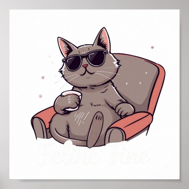 Poster Download digital Feline Fine - Perfeito para DTF P (Frente)