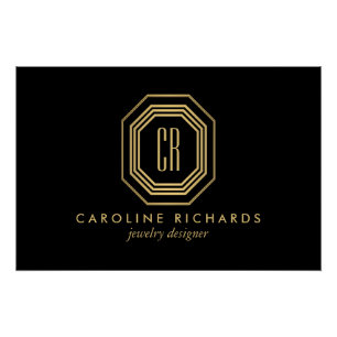 Pôster Download do logotipo Dourado/Preto do Deco de Arte