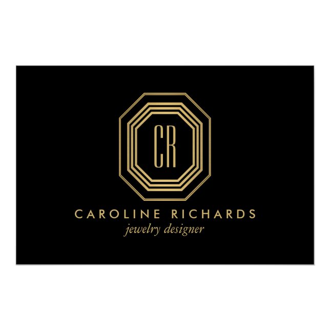 Pôster Download do logotipo Dourado/Preto do Deco de Arte (Frente)